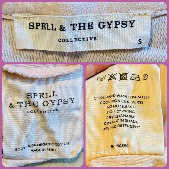 EUC Spell & the Gypsy Collective Sand Texan Blue Moon Organic Girlfriend Tee - Picture 10 of 10